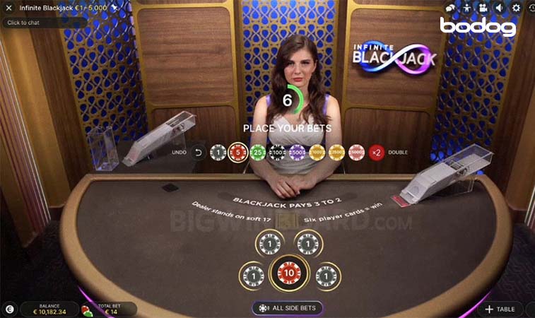Elegir apuesta en infinite blackjack