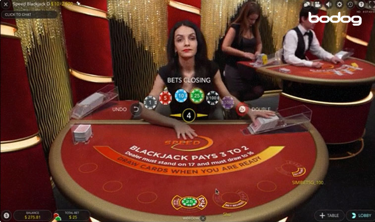 Apuestas en mesa online de speed blackjack