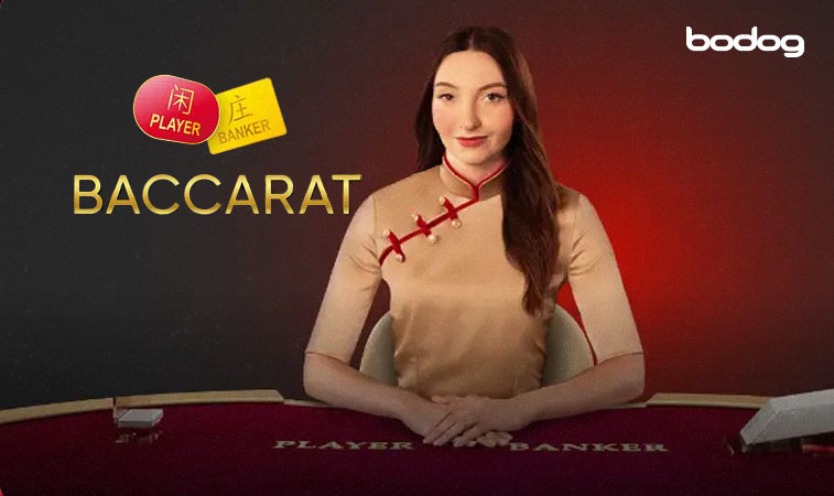 Crupier y logo de baccarat