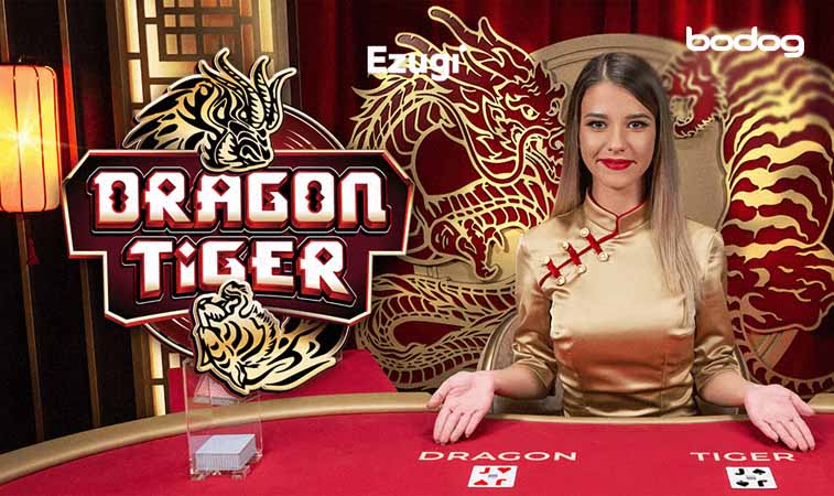 Crupier y logo de dragon tiger
