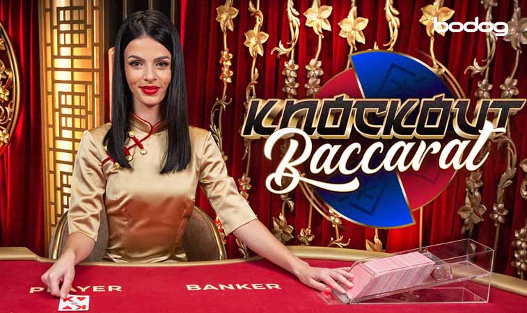 Crupier y logo de knockout baccarat
