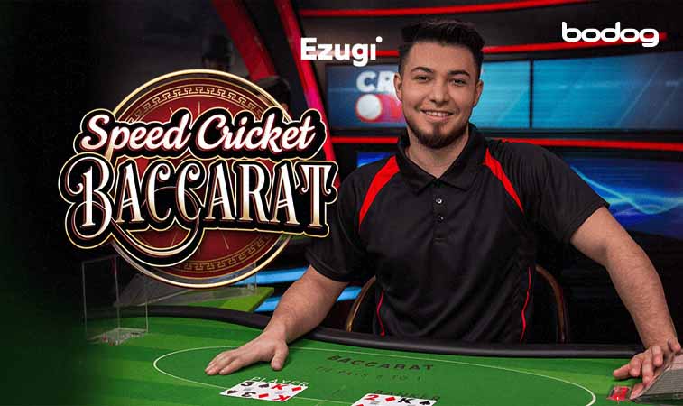 Crupier y logo de speed cricket baccarat