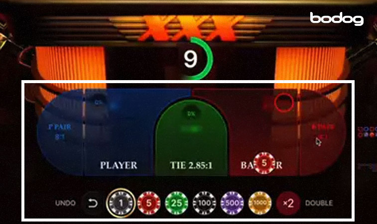 Tablero de apuestas en Lightning Baccarat