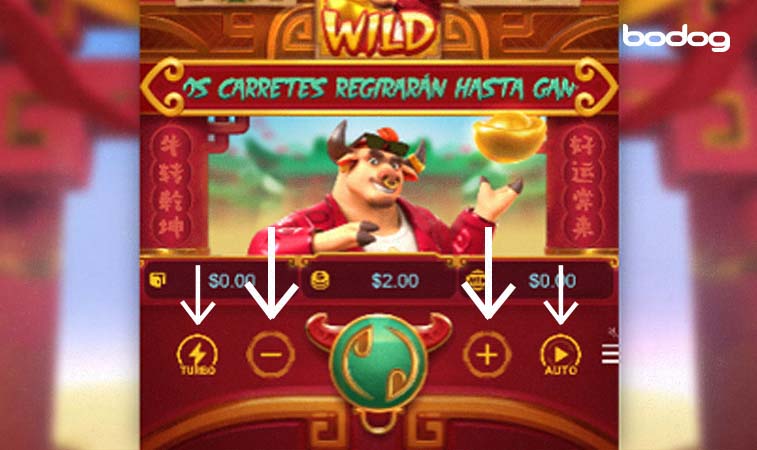 Botones del juego Fortune Ox