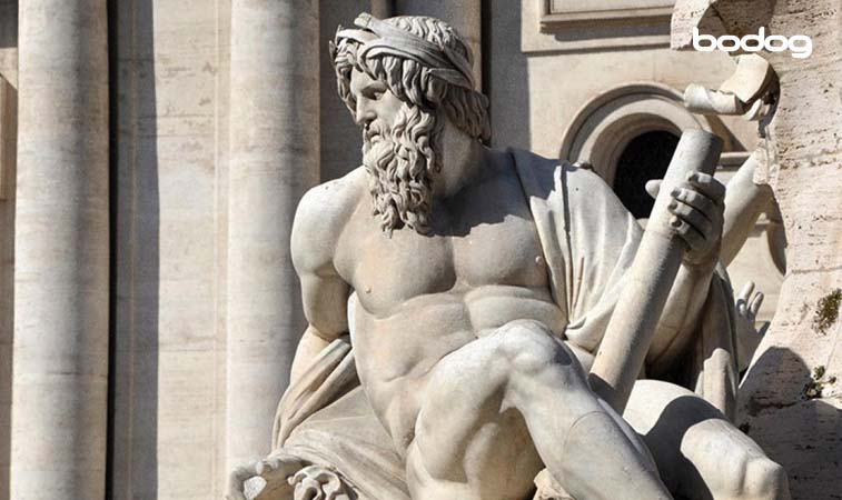Estatua de Zeus en la plaza Navona en Roma